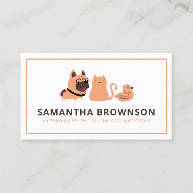 Boarding Veterinary Dog Cat Bird Pet Sitter Business Card