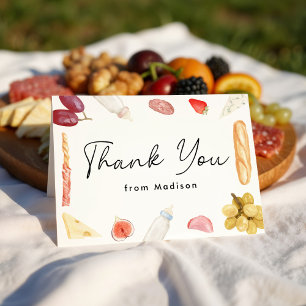 Boards and Bottles Charcuterie Baby Shower Letterpress Thank You Card