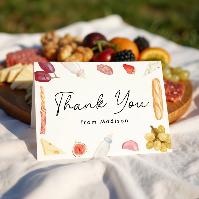 Boards and Bottles Charcuterie Baby Shower Thank You Card (Creator Uploaded)