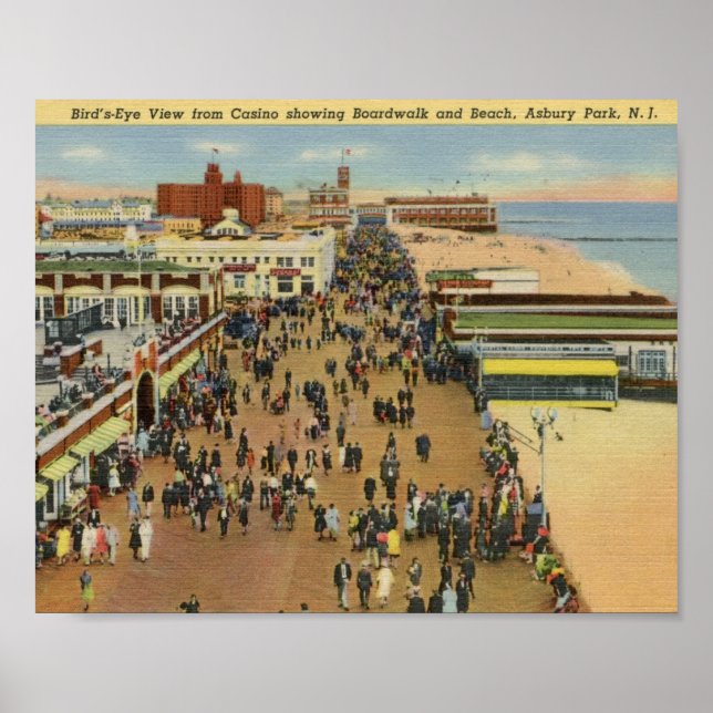 Boardwalk, Asbury Park, New Jersey Vintage Poster (Front)