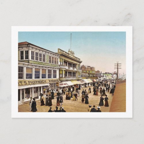 Boardwalk at Atlantic City 1900 Vintage Postcard