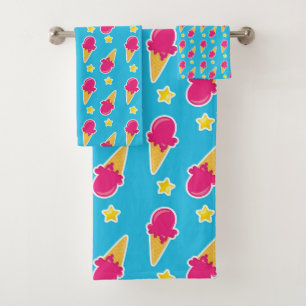 Boardwalk Bliss: Ice Cream & Stars  Bath Towel Set