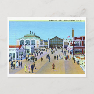 Boardwalk & Casino, Asbury Park NJ Vintage Postcard