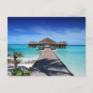 Boardwalk, Dock to Cabanas, Beach, Ocean, Maldives Postcard