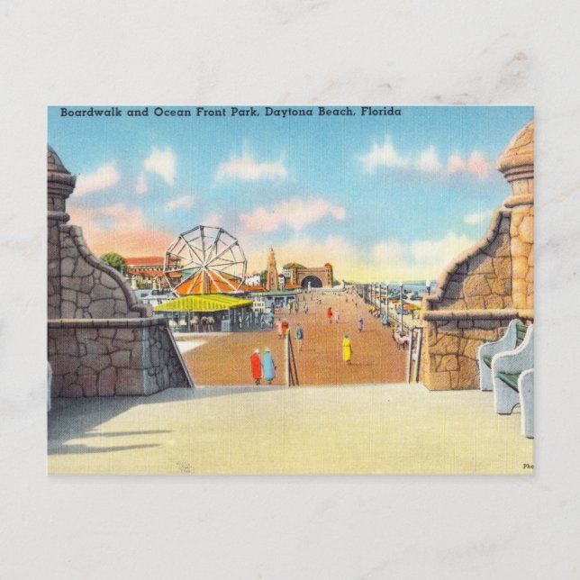 Boardwalk Ocean Front Park, Daytona Beach, Florida Postcard (Front)