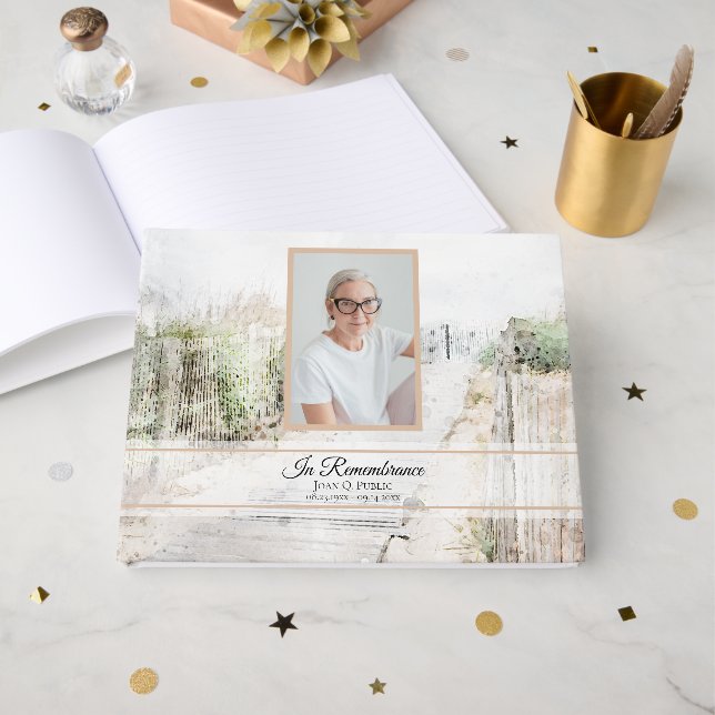 Boardwalk to Beach Celebration of Life Memorial Guest Book (Front Open)