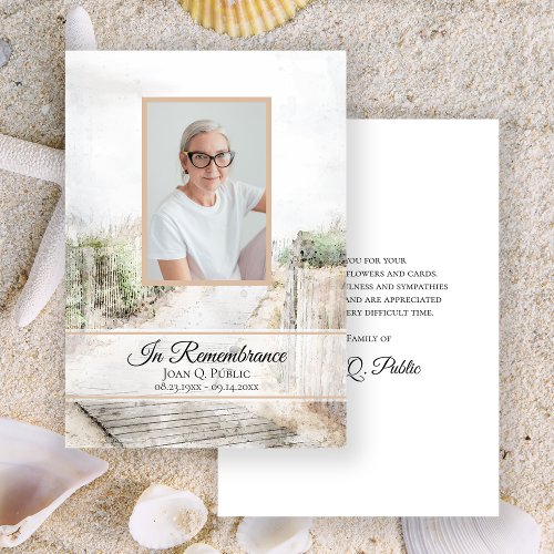 Boardwalk to Beach Funeral Memorial Sympathy Thank You Card