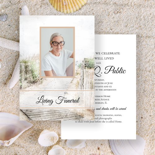 Boardwalk to Beach Living Funeral Party Invitation