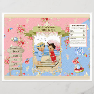 Boardwalk Victoriana Beach Gender Reveal Chip Bag Flyer