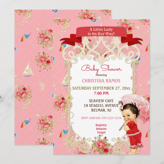 Boardwalk Victoriana Beach Summer Baby Shower Invitation (Front/Back)