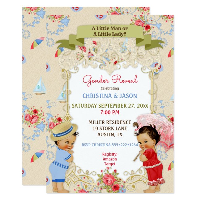 Boardwalk Victoriana Beach Summer Gender Reveal Invitation