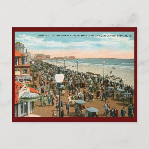 Boardwalk View Atlantic City NJ Vintage Postcard