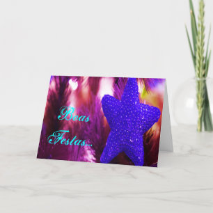 Boas Festas e um feliz Ano Novo Blue Star Holiday Card