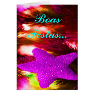 Boas Festas e um feliz Ano Novo Purple Star I Cards