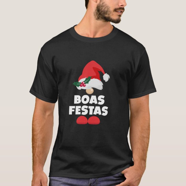 Boas Festas Portugal Portuguese Happy Christmas  T-Shirt (Front)