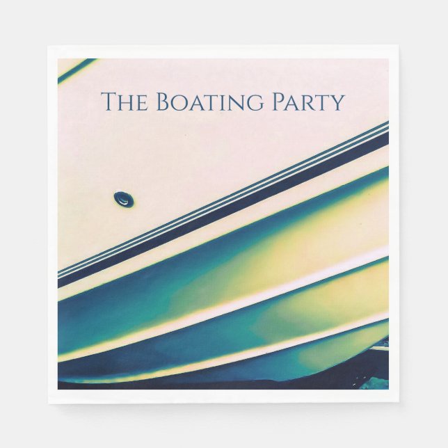 Boat Abstract in Blue Paper Napkin (Front)