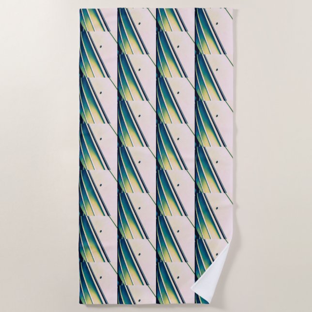 Boat Abstract Pattern in Blue Beach Towel (Front)