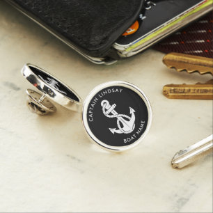 Boat Anchor and Name Captain Custom Lapel Pin
