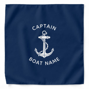 Boat Anchor and Name Captain Nautical Custom Bandana
