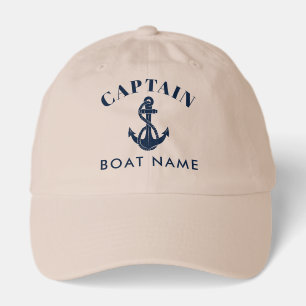 Boat Anchor and Name Captain Nautical Custom Hat