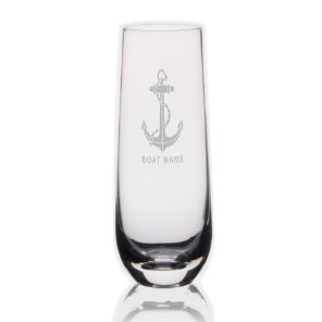 Boat Anchor and Name Nautical Custom Stemless Champagne Flute