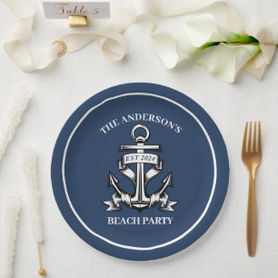 Boat Anchor Beach Birthday Party Nautical Wedding Paper Plates