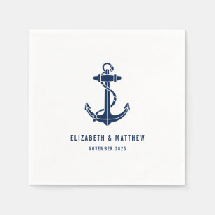 Boat Anchor Beach Wedding Personalized Paper Napkins