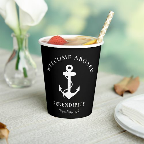 Boat Anchor Black Personalized Paper Cups