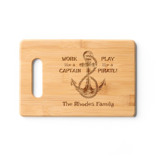Boat Anchor Captain Etched Wooden Cutting Board