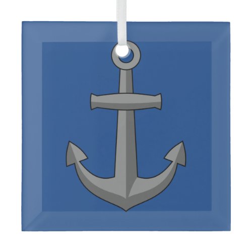 Boat Anchor Cartoon Glass Ornament