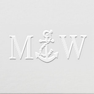 Boat Anchor Couple Wedding 2 Initial Monogram #3 Embosser