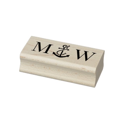 Boat Anchor Couple Wedding 2 Initial Monogram 3 Rubber Stamp