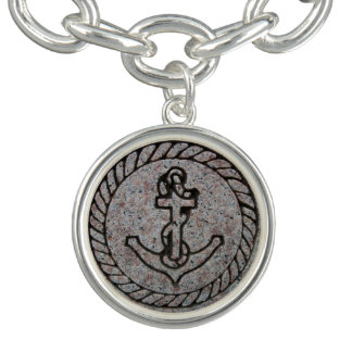 Boat Anchor Insignia Silver Charm Bracelet
