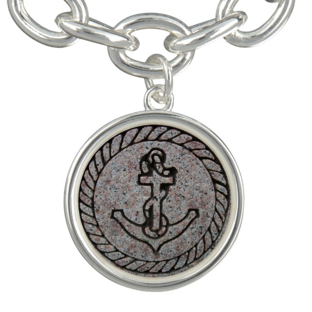 Boat Anchor Insignia Silver Charm Bracelet (Design)