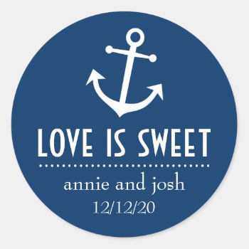 Boat Anchor Love Is Sweet Labels (dark Blue) by WindyCityStationery at Zazzle