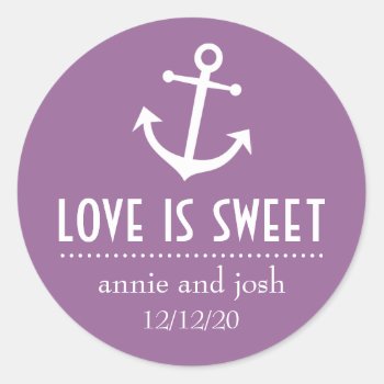 Boat Anchor Love Is Sweet Labels (violet) by WindyCityStationery at Zazzle