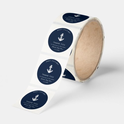 Boat Anchor Nautical Baby Shower Thank You Classic Round Sticker