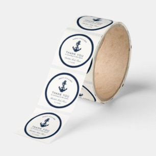 Boat Anchor Nautical Baby Shower Thank You Classic Round Sticker