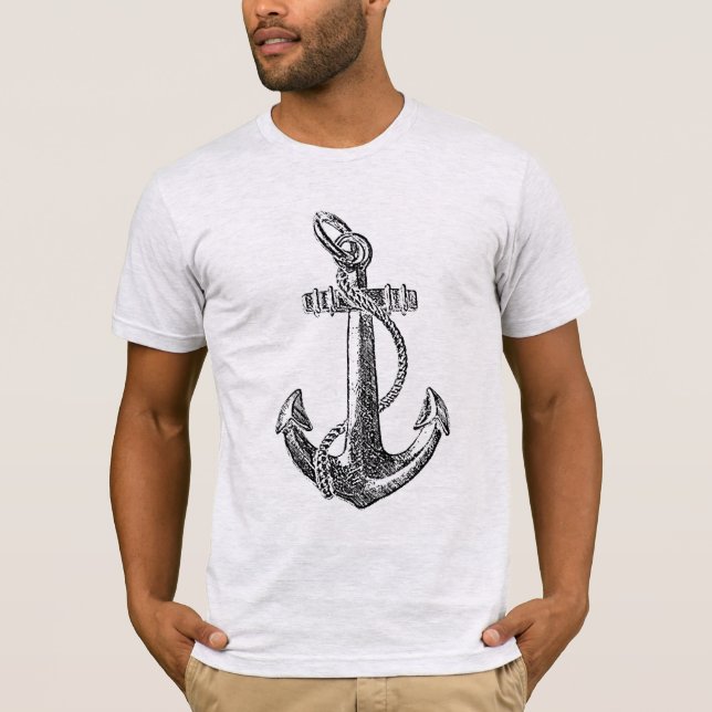 Boat Anchor Nautical Etching Grunge Like T-Shirt (Front)
