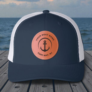 Boat Anchor Nautical Leather Patch Hat