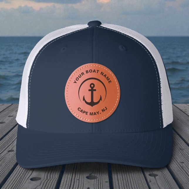 Boat Anchor Nautical Leather Patch Hat (Creator Uploaded)