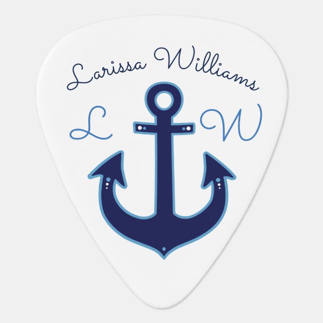 boat anchor nautical personalized guitar pick (Front)