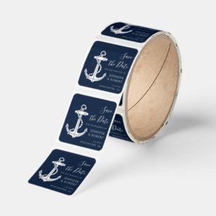 Boat Anchor Nautical Save the Date Wedding Square Sticker