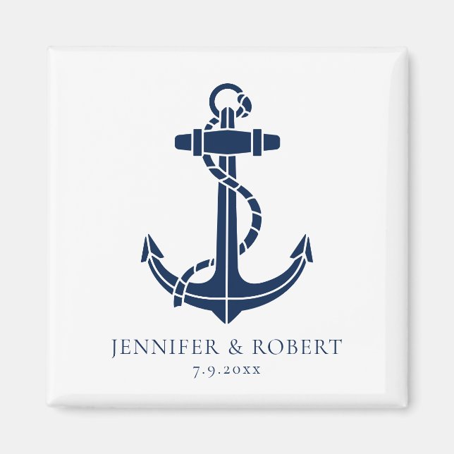 Boat Anchor Nautical Wedding Keepsake Custom Magnet (Front)