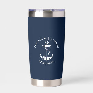 Boat Anchor Navy Blue Captain Custom Insulated Tumbler