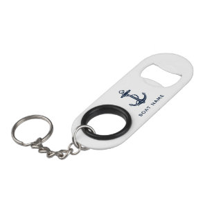 Boat Anchor Navy Blue Nautical Swag Custom Keychain Bottle Opener