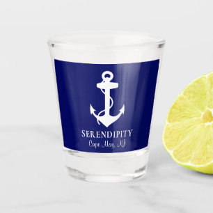 Boat Anchor Navy Blue Shot Glass