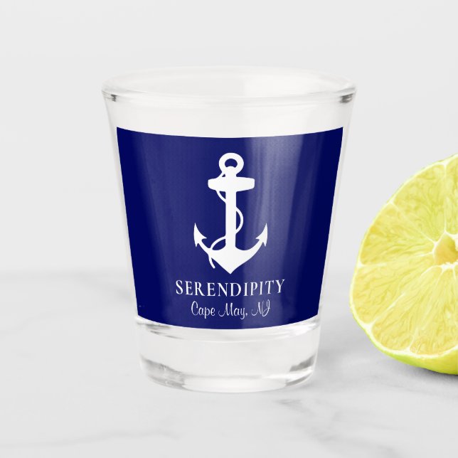 Boat Anchor Navy Blue Shot Glass (Front)