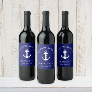 Boat Anchor Navy Personalized Wine Label