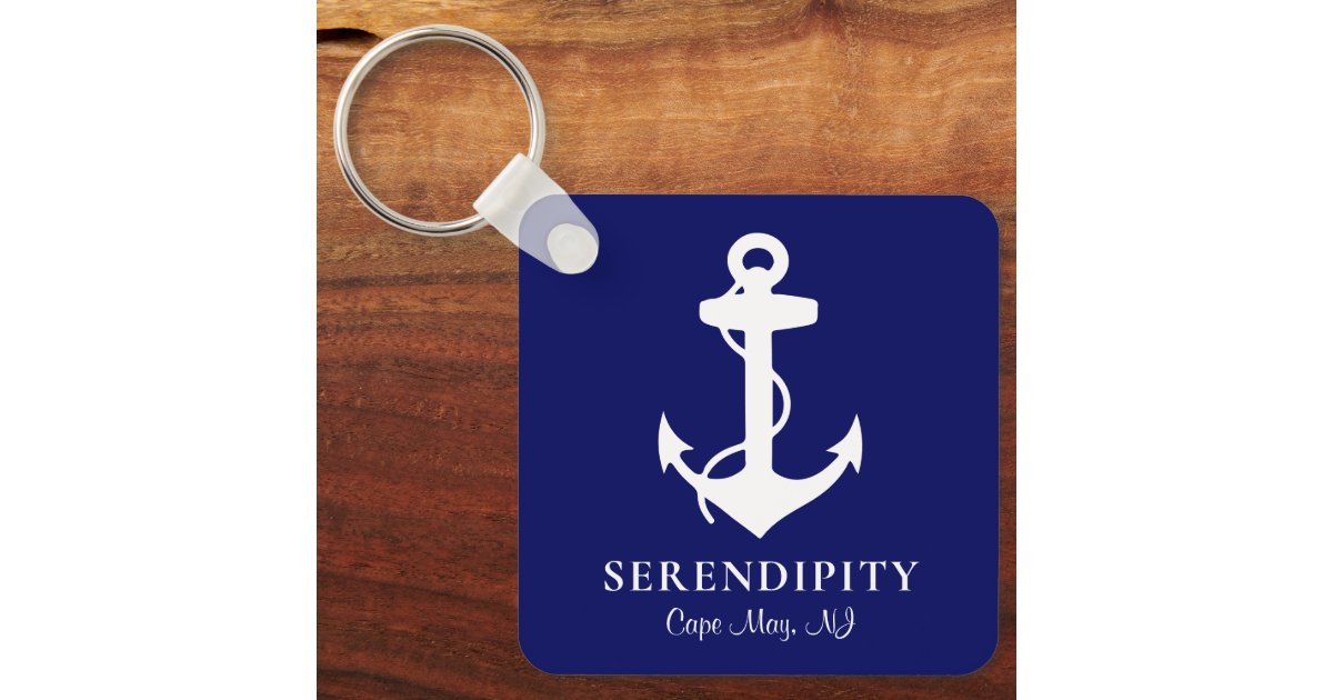 Boat Anchor Personalized Navy Blue Keychain Zazzle